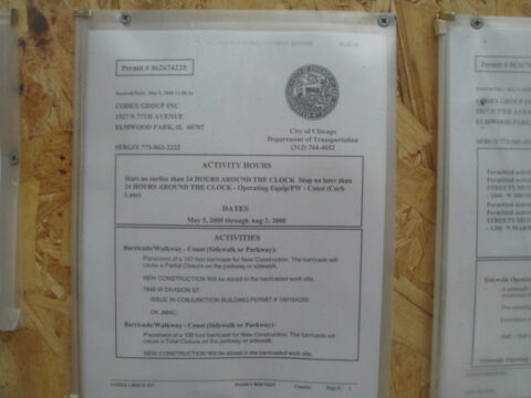 building permit displayed