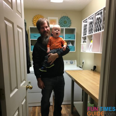 This DIY laundry room makeover involved our entire family! I couldn't have done it without my husband, my baby, and my father-in law.