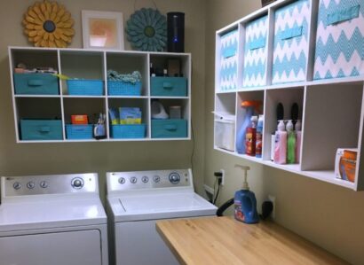 Before & After Photos Of My DIY Laundry Room Makeover With Lots Of Added Storage Space And Organization Cubbies