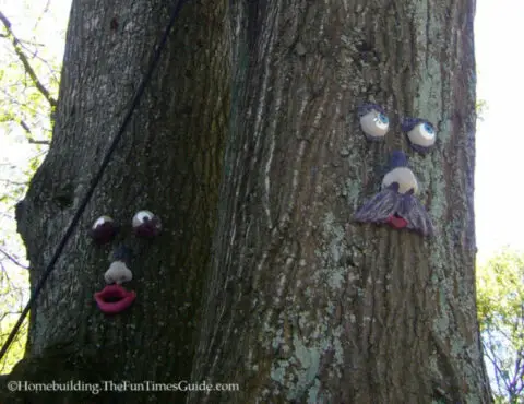 tree-faces are available online and really add a neat effect to your yard trees