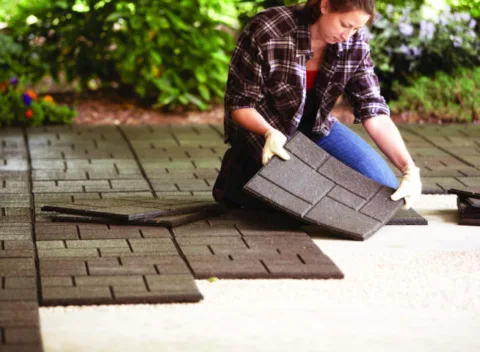 Using an envirotile provides a great looking and less expensive alternative to brick or traditional pavers