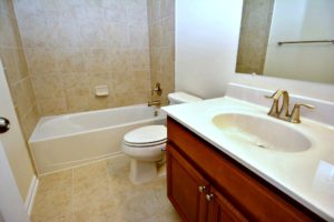 The most common bathroom fixtures are the bathtub, shower, toilet, and sink.